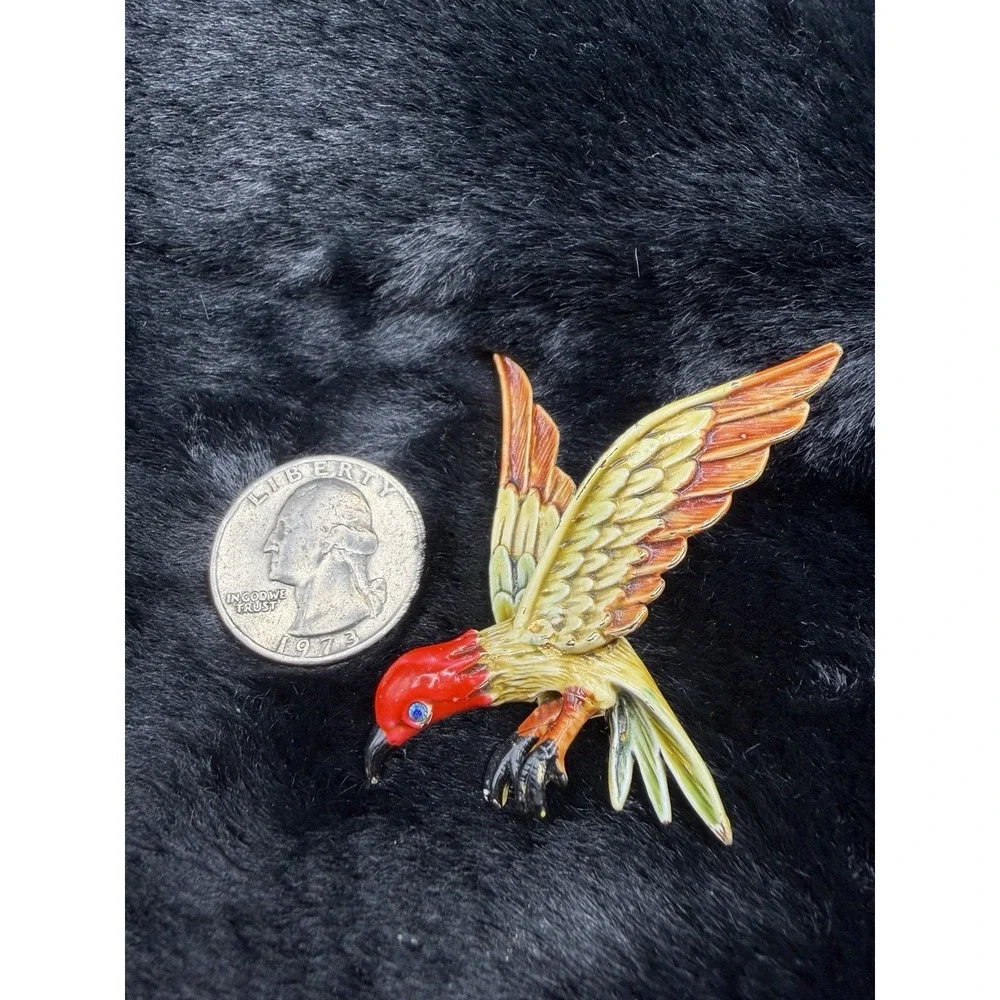 Vintage Arthur Pepper ART Brooch Pin Flying Eagle Bird Enameled Gold Tone Signed